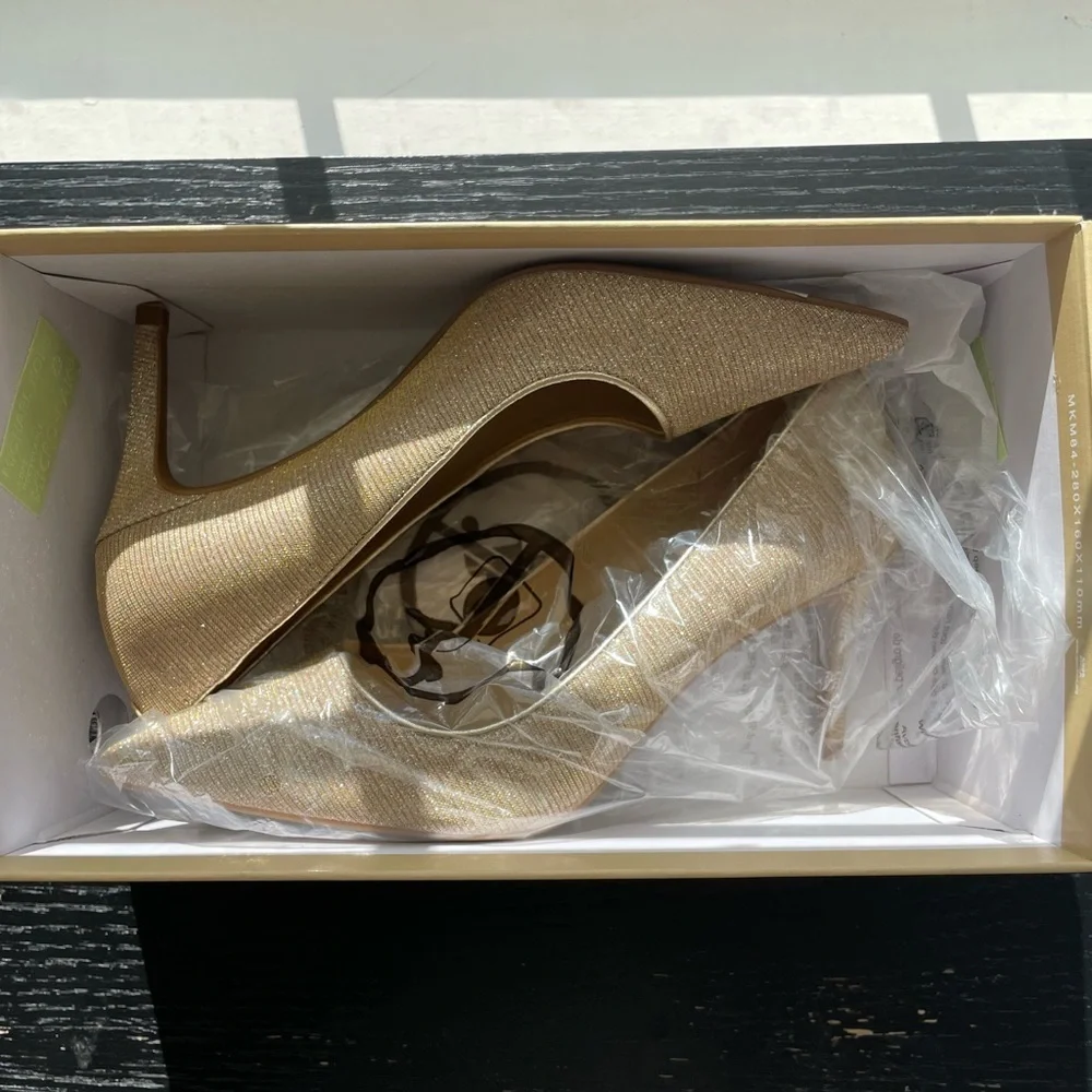Michael Kors Alina gold flex glitter chain mesh pumps heels | 6.5 - Picture 7 of 9